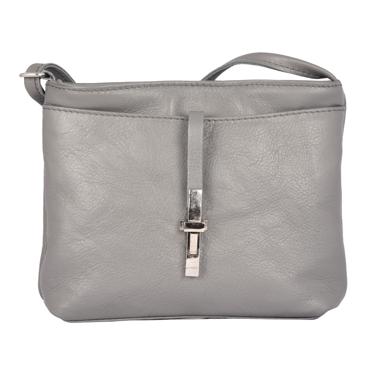 Borse Donna colore Grigio-in pelle Made in Italy 20x18x5cm