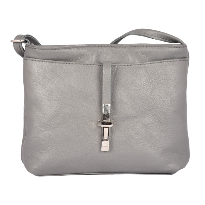 Borse Donna colore Grigio-in pelle Made in Italy 20x18x5cm