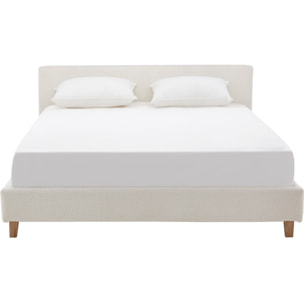 Lit avec tête de lit en tissu bouclé - MILO