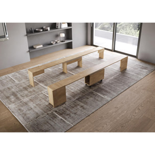 Consolle allungabile 90x42/302 cm Evolve Quercia Natura con panca inferiore e superiore