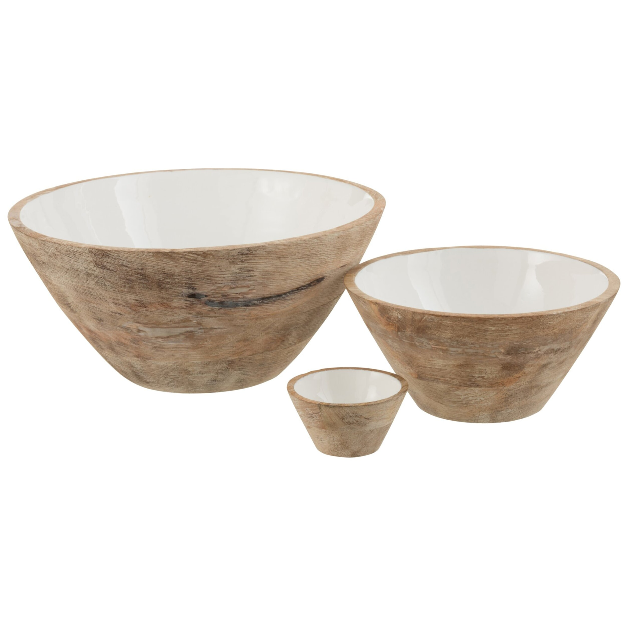 J-Line bol - bois - blanc/naturel - large