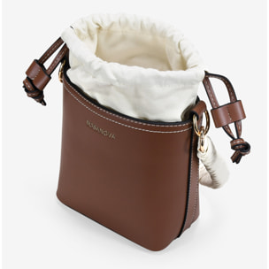 Bolso cubo cuero con asa trenzada