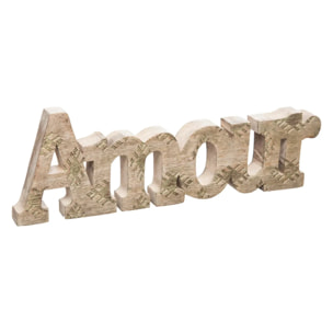 Mot déco "Amour" - manguier - 30x10 - 2 cm