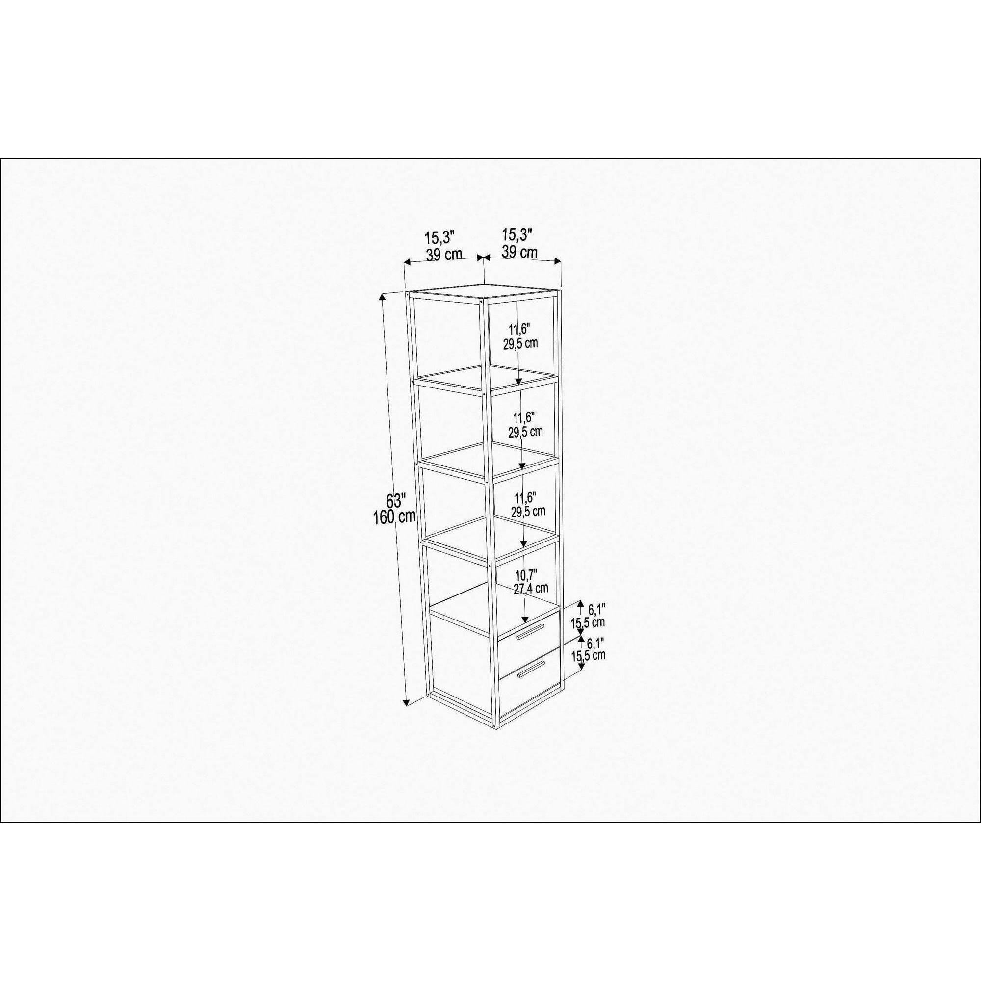 Libreria Dfogliat, Scaffale da ufficio, Mobile portalibri, Biblioteca, 39x39h169 cm, Bianco e Nero