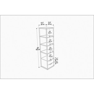 Libreria Dfogliat, Scaffale da ufficio, Mobile portalibri, Biblioteca, 39x39h169 cm, Bianco e Nero