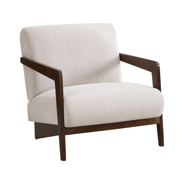 Fauteuil intérieur scandinave en bois et tissu "Lena" - Beige