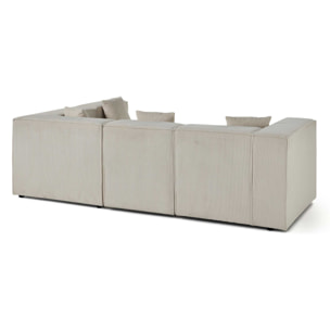 Arty - canapé modulable d'angle droit 4 places - en velours côtelé - Beige