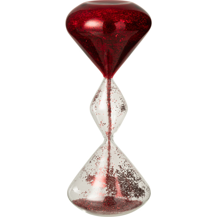 J-Line sablier Paillettes - verre - rouge