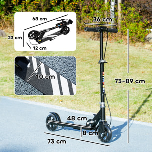 Patinete Plegable para Niños de 3-8 Años, Patinete Infantil de 2 Ruedas con LED Luces, Manillar de 4 Altura Ajustable, Freno Posterior y de Mano, Negro