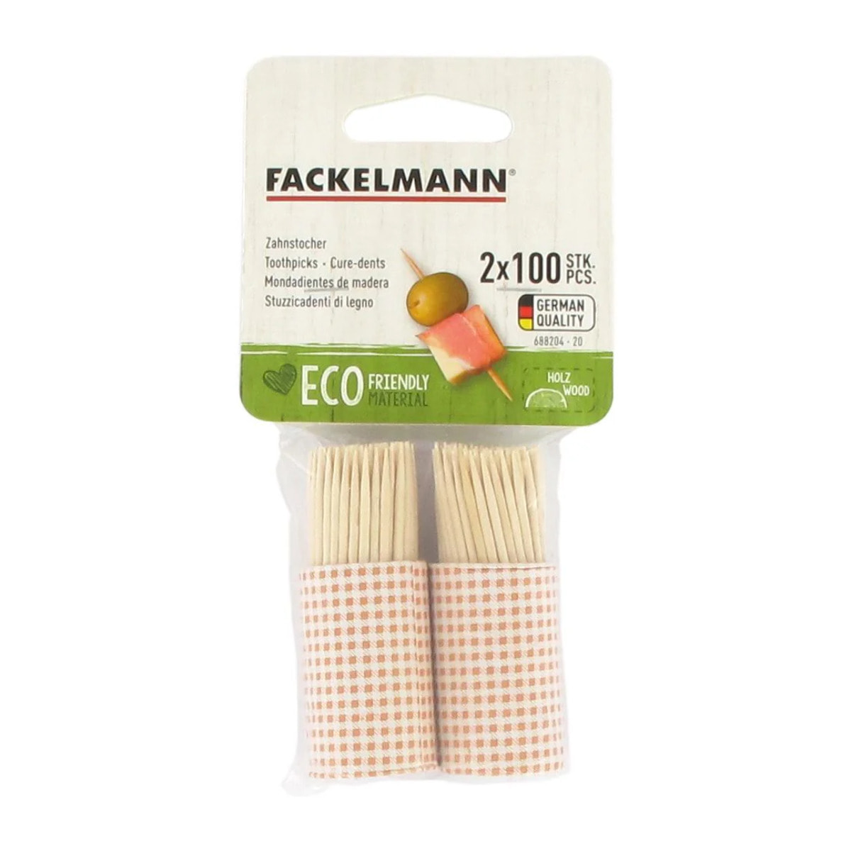 Lot de 2 tonnelets de 100 cure-dents en bois Fackelmann Wood Edition