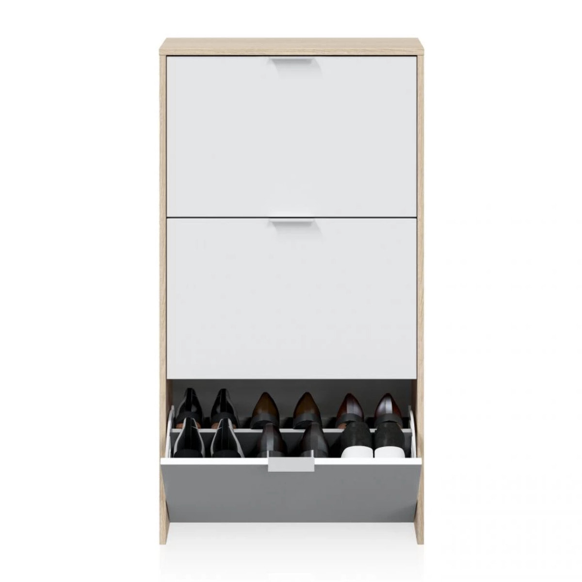 Zapatero Remi de 3 puertas Roble - Blanco