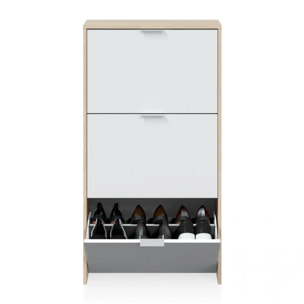 Zapatero Remi de 3 puertas Roble - Blanco
