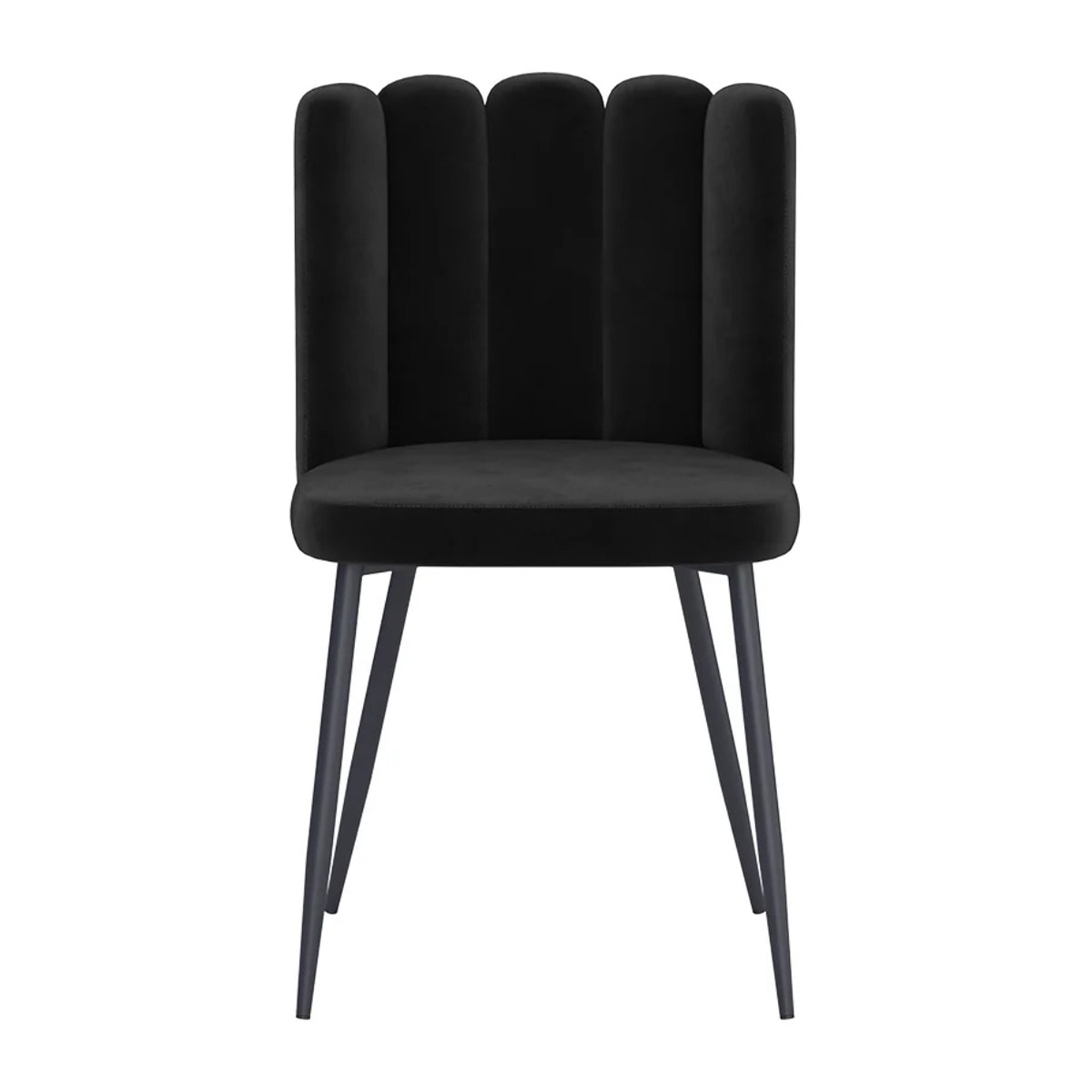 Lot de 2 chaises en velours noir et pieds en métal noir - Rosy