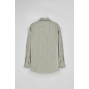 Camisa verde militar de corte slim y cuadros vichy con logo Rigby Go