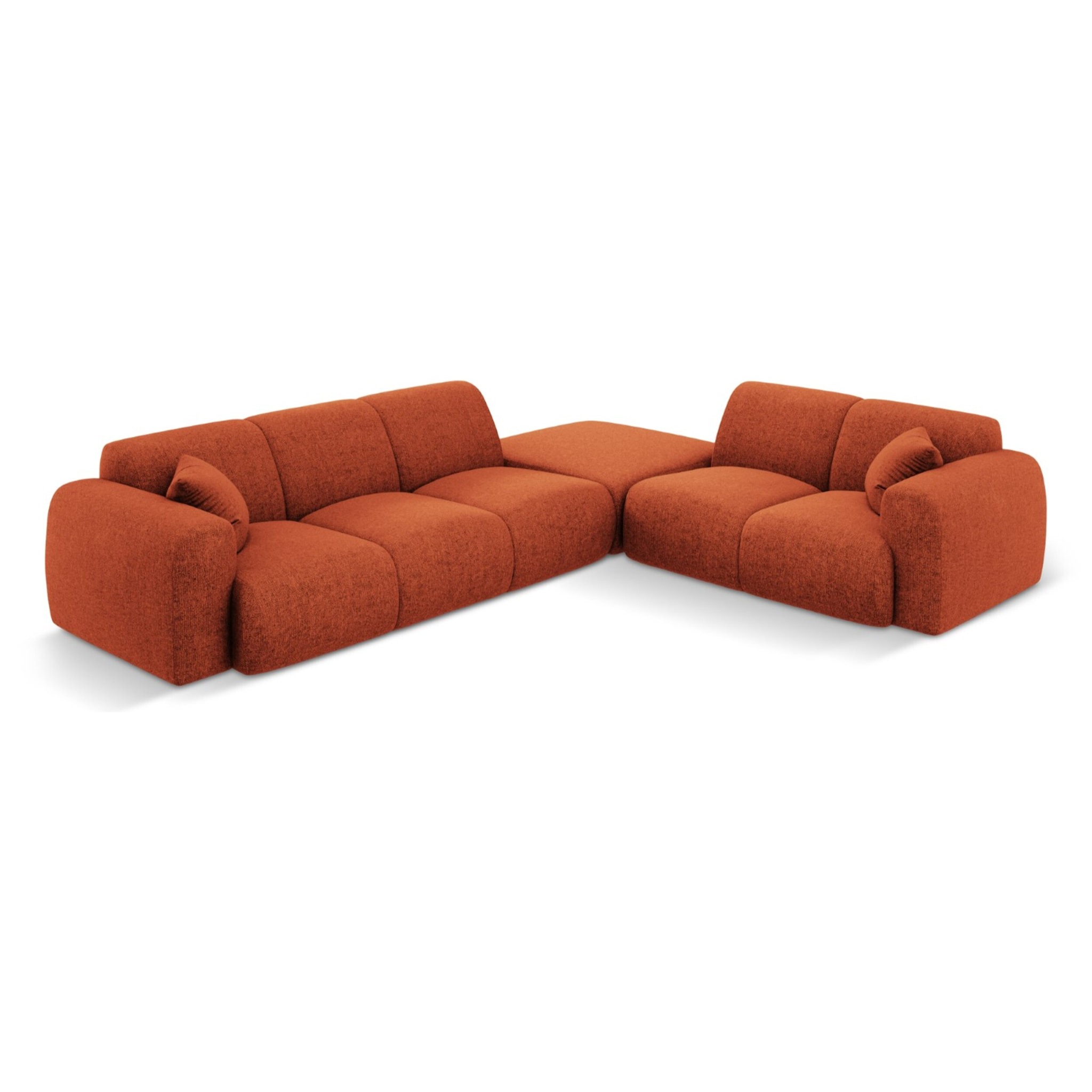 Canapé d'angle droit "Nolio" 4 places en chenille terracotta