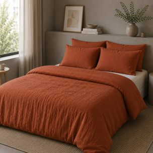 Housse de couette 100% gaze de coton lavé safran minéral