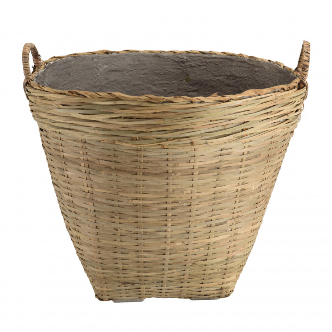 HANS - Pot de fleur rond 60x60cm en bambou naturel avec anses