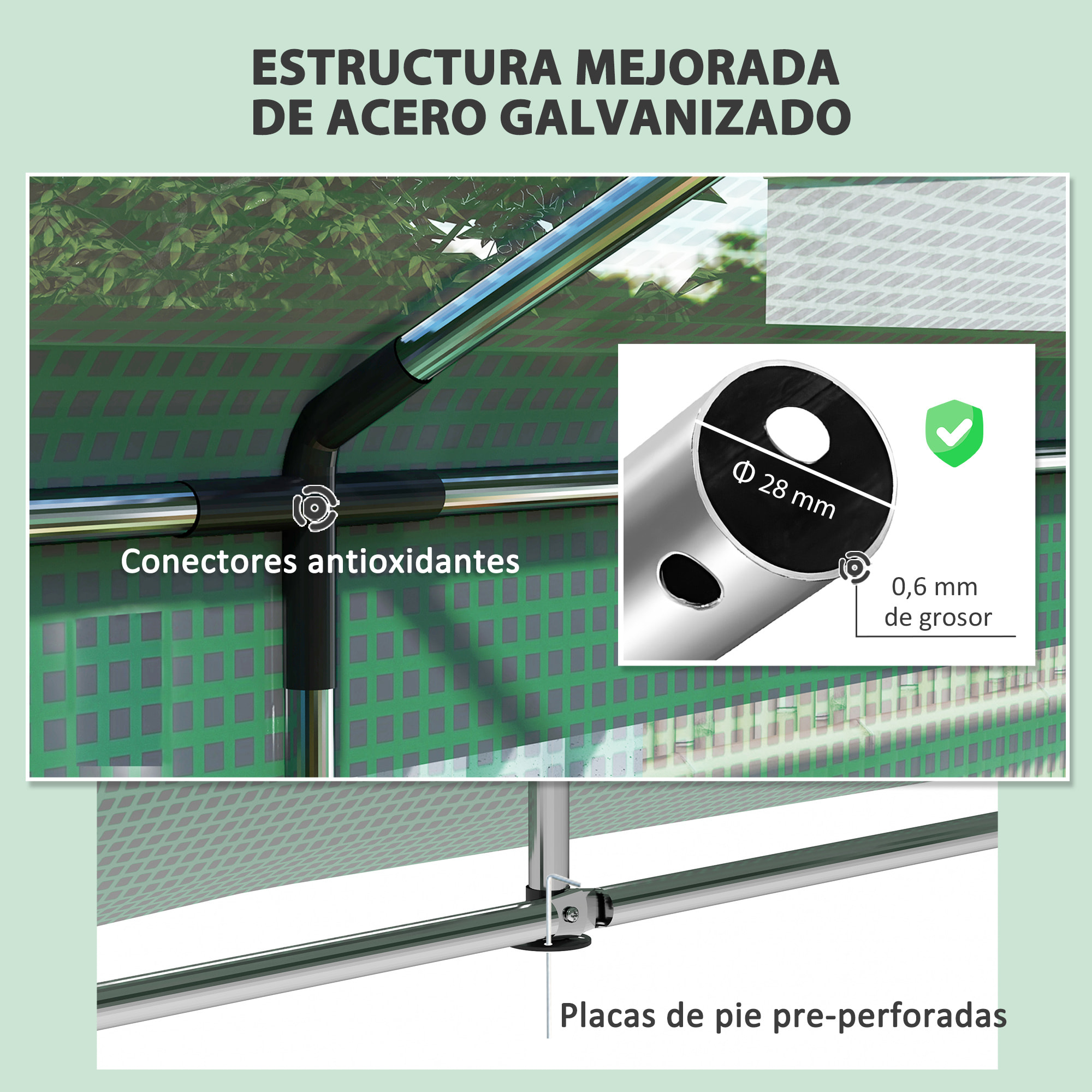 Invernadero de Exterior 6x3x2,8 m Invernadero de Túnel con 6 Ventanas Cubierta de PE Anti-UV y 2 Puertas Enrollables con Cremallera Invernadero para Jardín Patio Verde