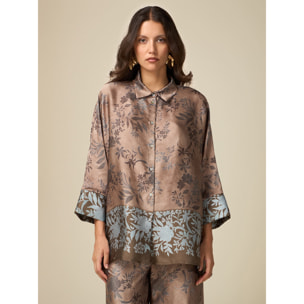 Oltre - Patterned satin shirt - Beige