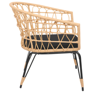 Lot de 2 fauteuils en rotin synthétique avec coussins AIKO