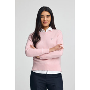 Jersey rosa vigoré de cuello redondo con mezcla de lana y bordado Rigby Go