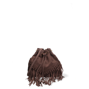 Borsa a secchiello da donna Made in Italy - Modello Umbria Plus - Pelle scamosciata - 25.0 x 22.0 x 13.0 cm