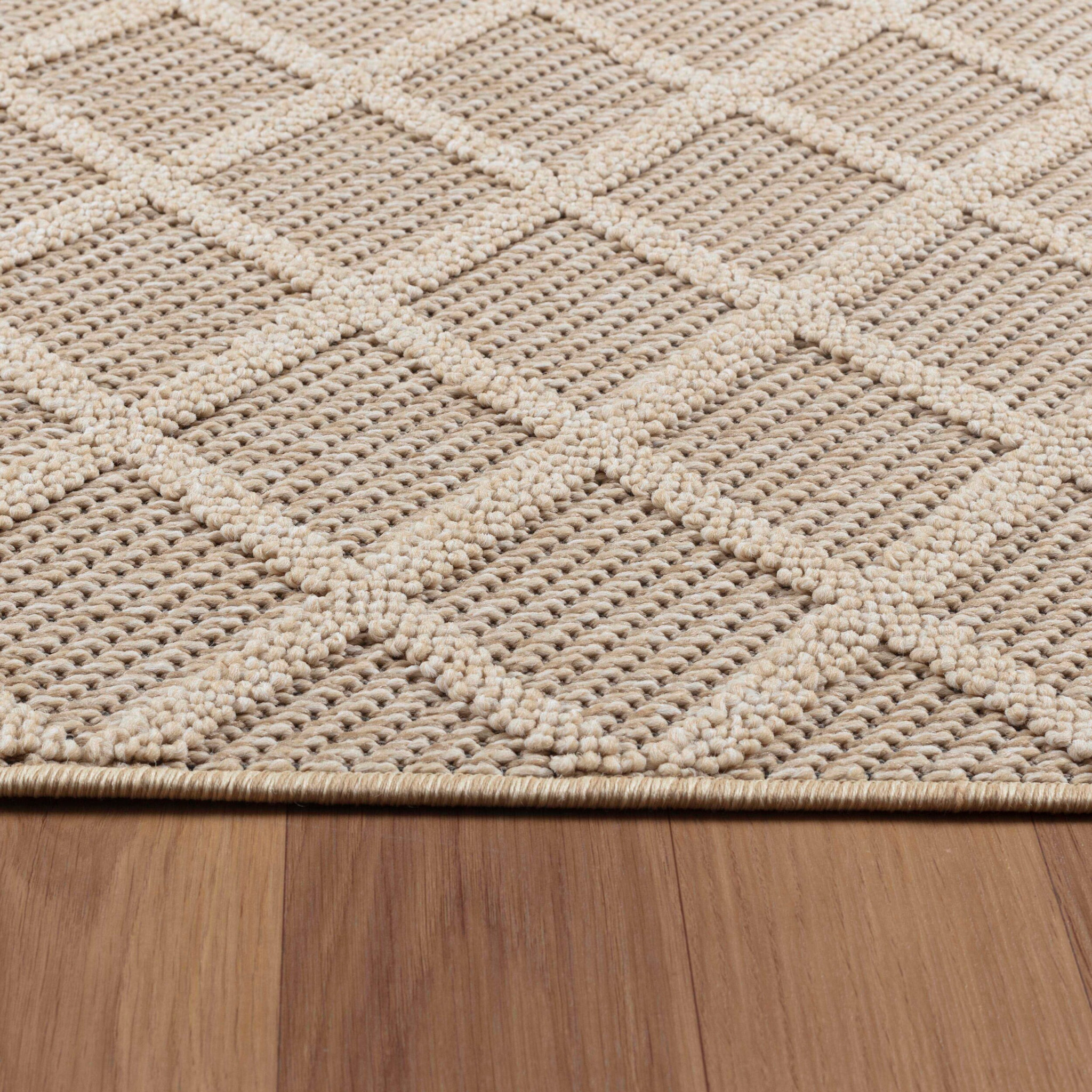 PATARA - Tapis intérieur/extérieur motif losange beige - PAT4953BEI