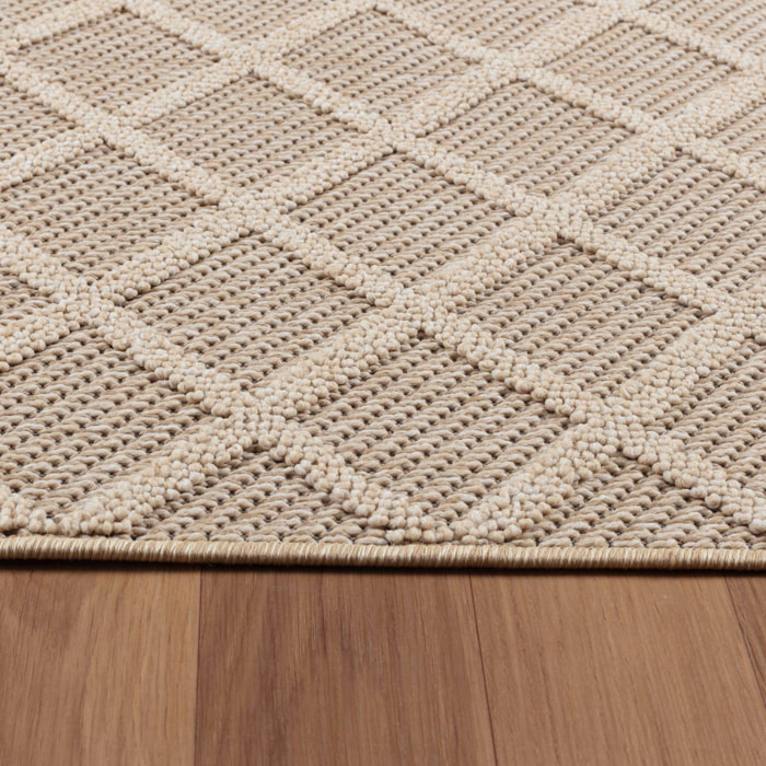 PATARA - Tapis intérieur/extérieur motif losange beige - PAT4953BEI