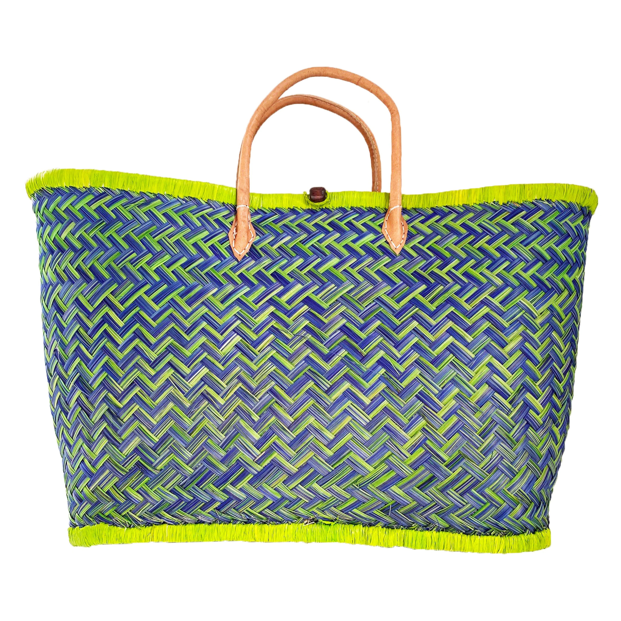Panier artisanal de Madagascar - Aravola Luxe Tutti Frutti GM Vert