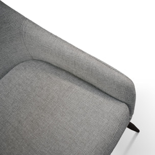 Set di 2 sedie TALLINN in tessuto grigio e gambe in metallo nero opaco, con braccioli