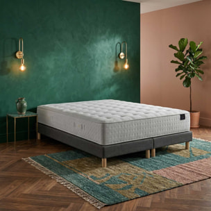 Ensemble matelas ressorts ensachés HÉCATE 2, H26 cm, sommier gris foncé