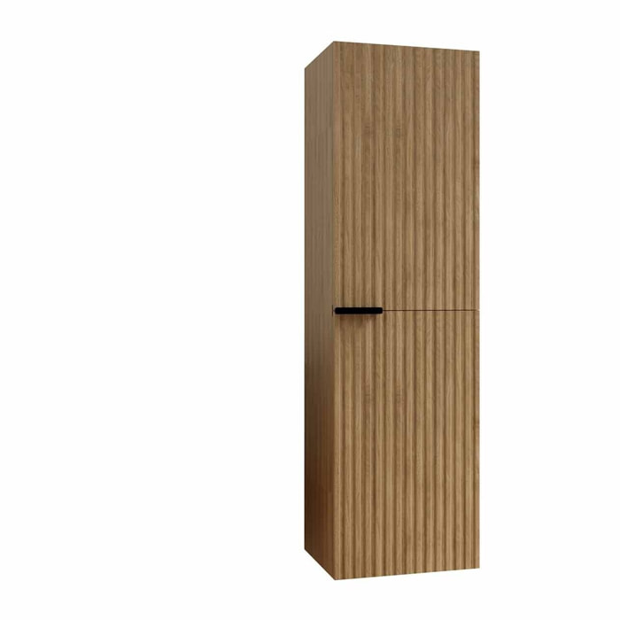 Colonne Façade Ondulee 35x30x120 cm - 2 Portes en MDF Decor Bois - MILO