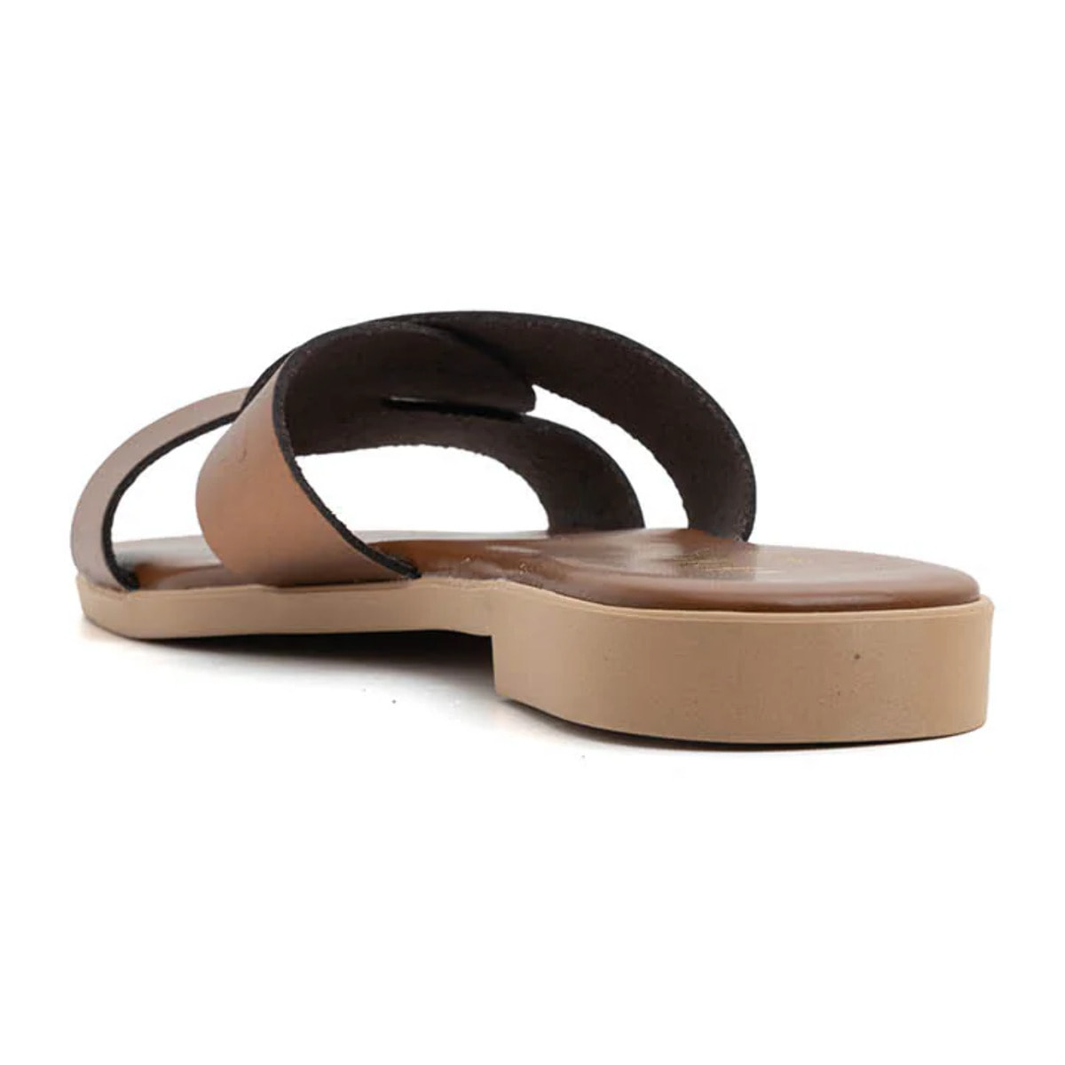 Ciabatta metallic cross in vera pelle - BRUCIATO