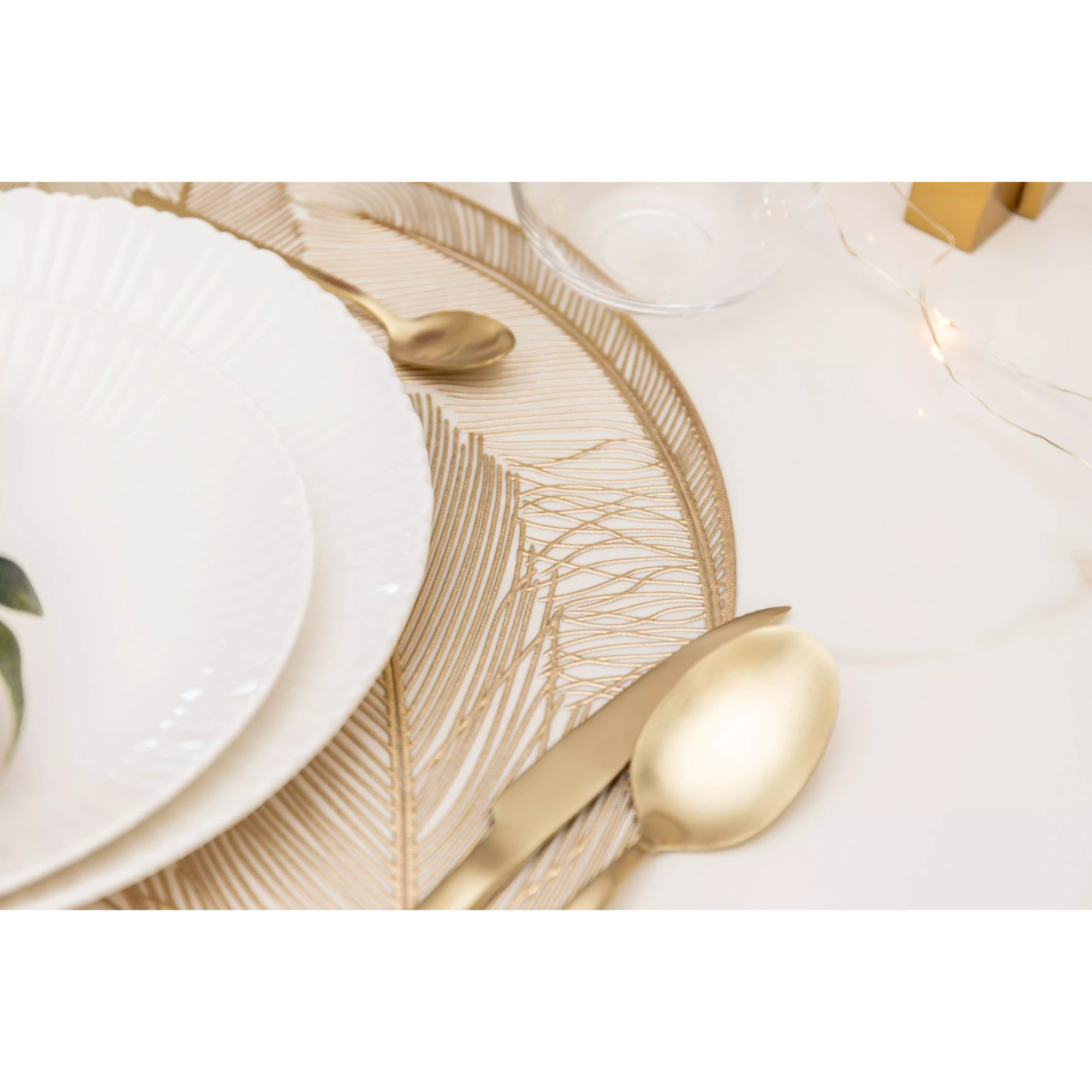 Lot de 6 Dessous d'assiette rond doré 38cm