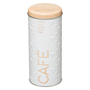 Boîte à café capsules métal "Scandinave Nature" blanc