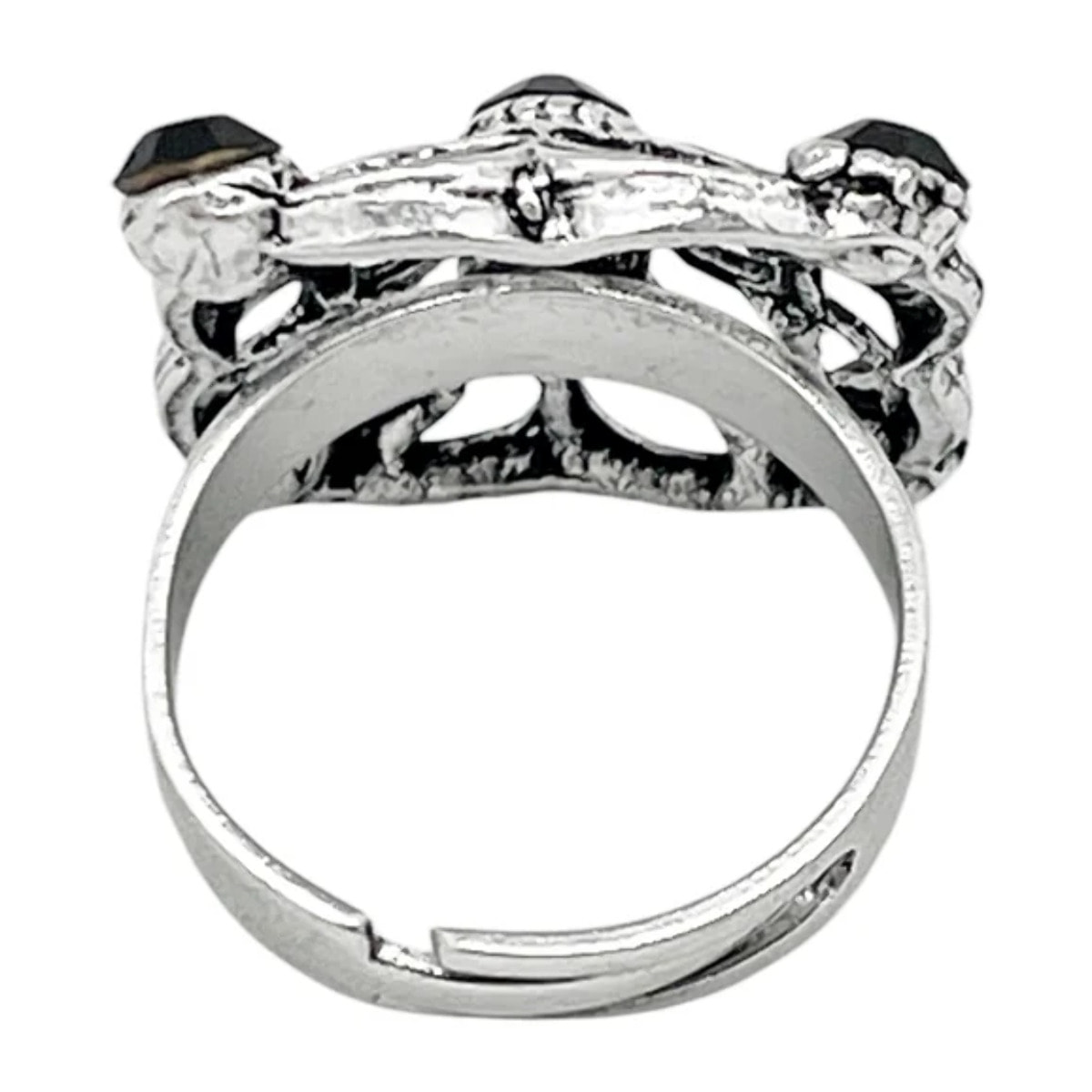 Anillo cuadrado Enredado en plata 10µm y cristal