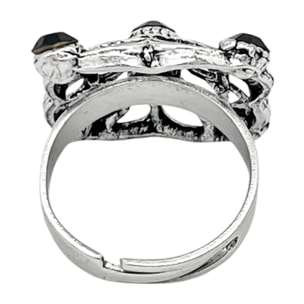 Anillo cuadrado Enredado en plata 10µm y cristal