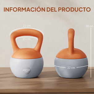 Pesa Rusa 12 kg, Soft Kettlebell Relleno de Arena Metálica y Mango Antideslizante, para Entrenamiento Culturismo en Casa, Gimnasio, Naranja y Gris