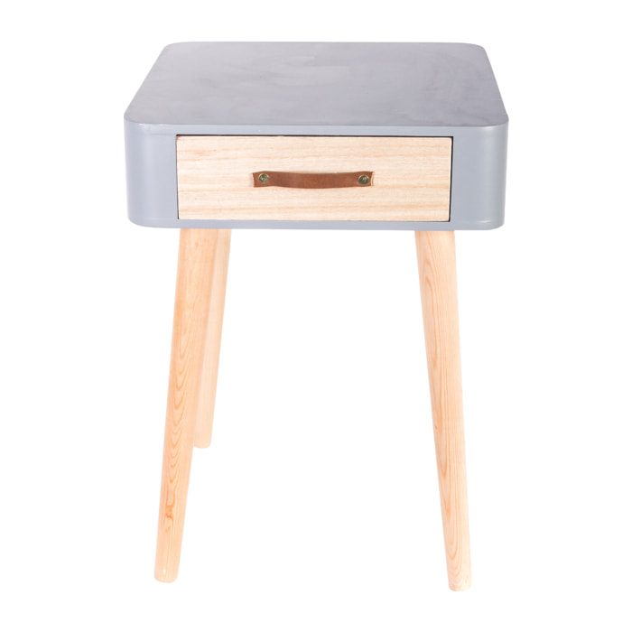 Chevet Gris 1 Tiroir En Bois