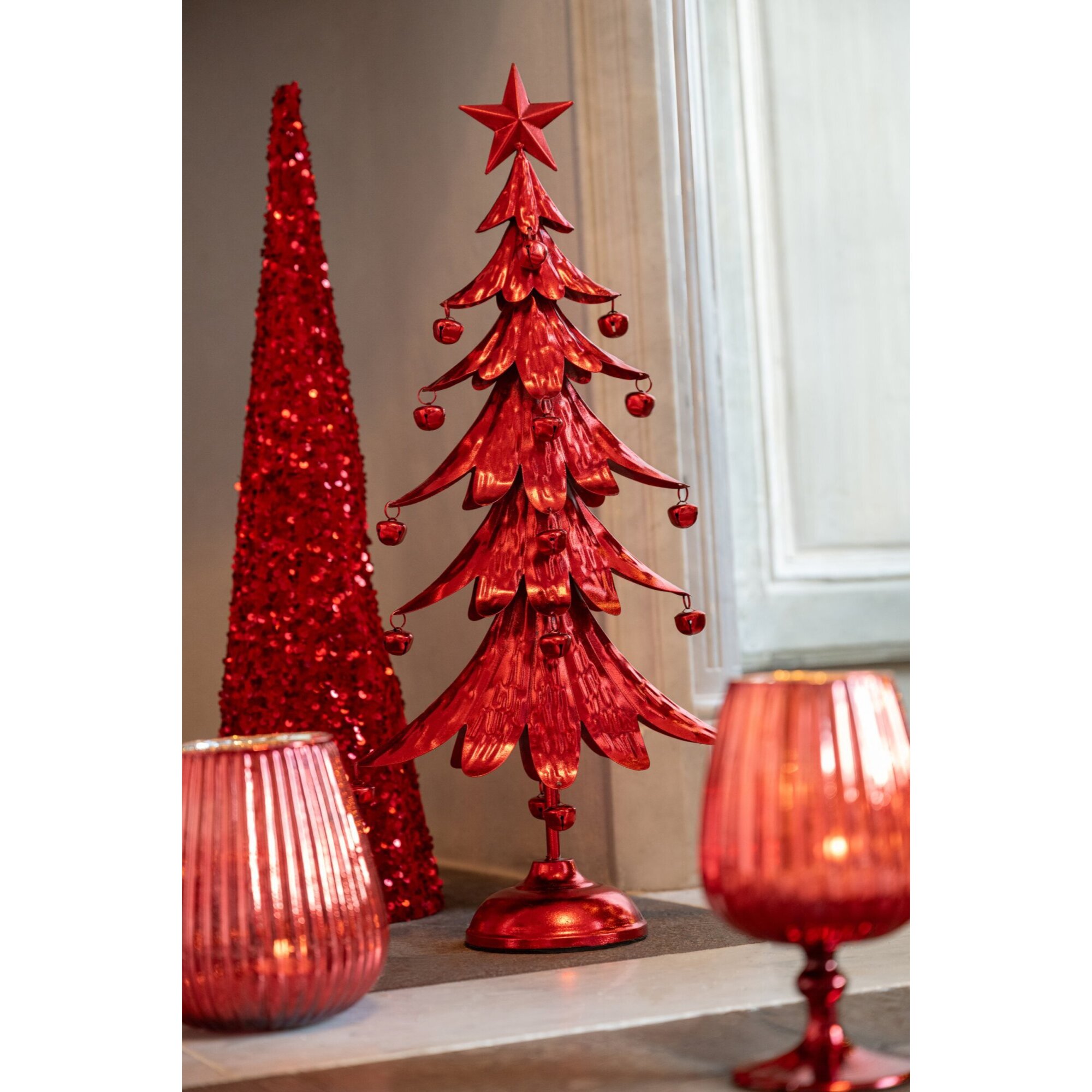 J-Line Sapin de Noël - fer - rouge - small