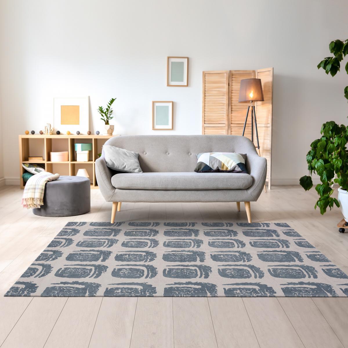 Tapis salon et chambre fait à la main en coton motif abstrait