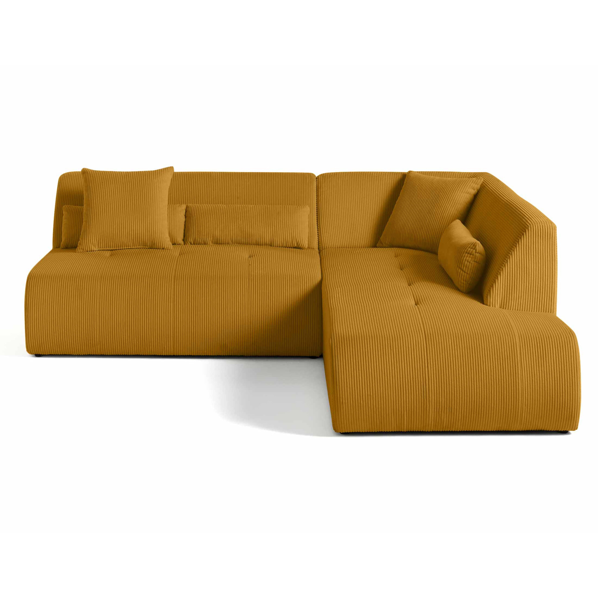 Onyx - canapé modulable d'angle droit - 5 places - en velours côtelé - Jaune