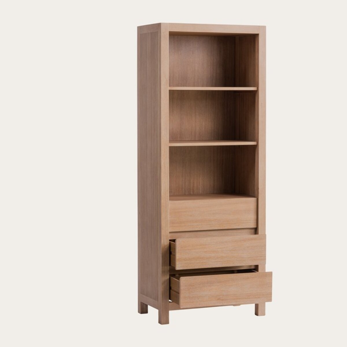 Étagère Maya -bois massif d'acacia et panneau de mdf-couleur antique 70 x 180 x 40 cm