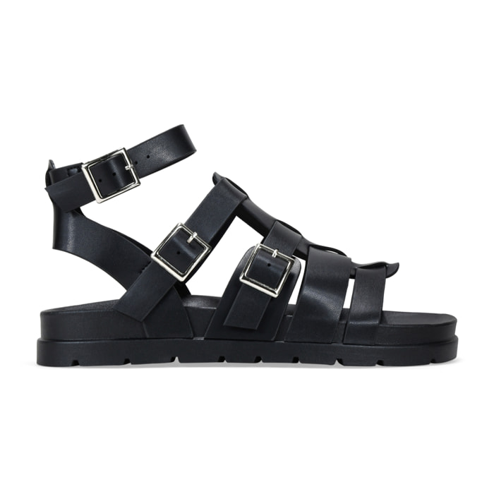 Sandalias cangrejeras negras con hebilla