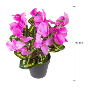 Ciclamino Con Vaso. Altezza 32 Cm - Pezzi 2 - 20X32X20cm - Colore: Rosa - Bianchi Dino - Piante Artificiali