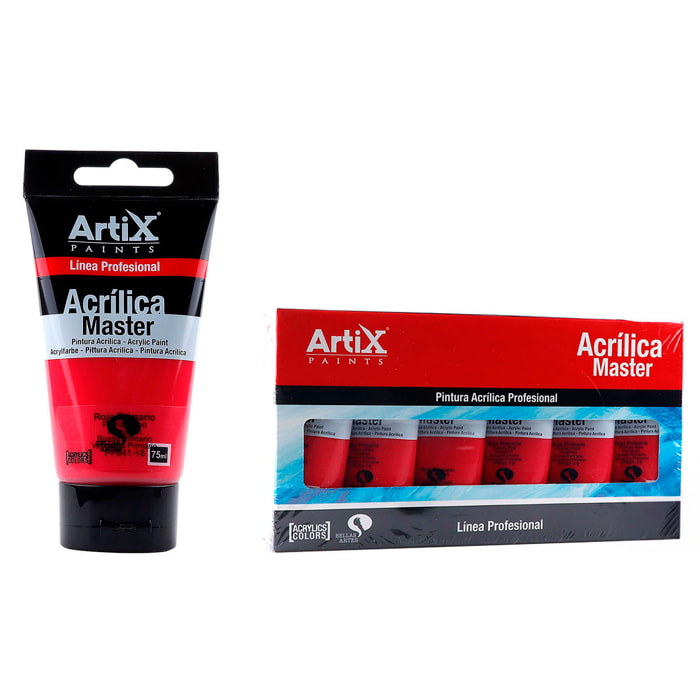Pack 6 Uds. PINTURA ACRÍLICA EXPERT 75 ml ROJO PRIMARIO