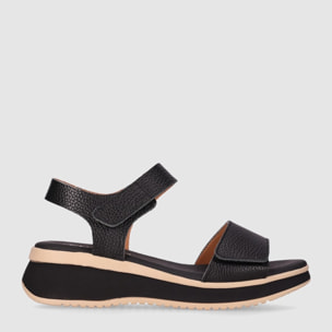 Sandalias de Piel - Negro - Tacón: 4 cm