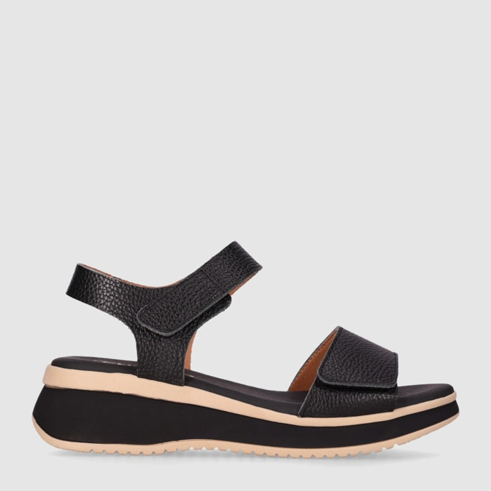 Sandalias de Piel - Negro - Tacón: 4 cm