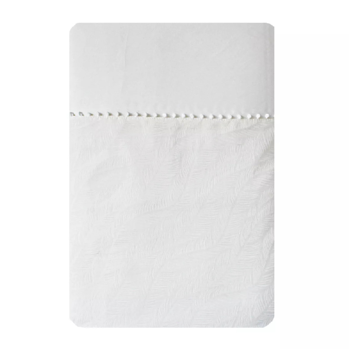Drap plat satin de coton motif jacquard blanc Alula blanc
