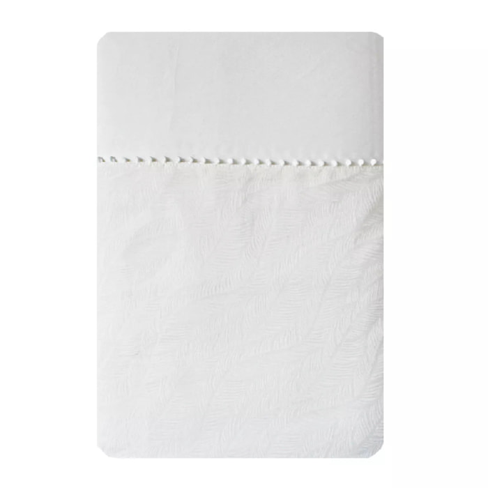Drap plat satin de coton motif jacquard blanc Alula blanc